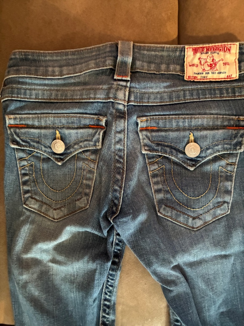 True Religion Women's Blue Denim Jeans - Classic Pocket Stitch - Picture 3 of 7